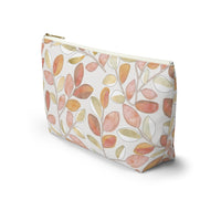 Cherry Plum Leaves Accessory Pouch w T-bottom in Coral